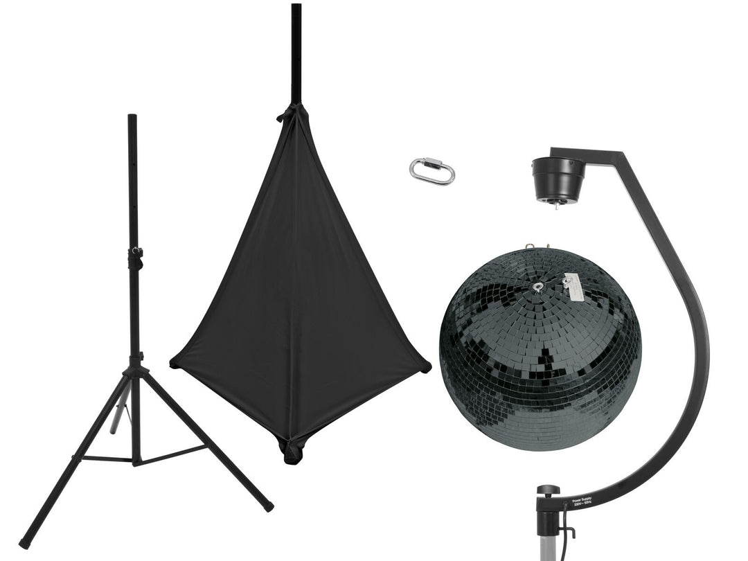 EUROLITE Sett med speilkule 50cm svart med stativ og tripod cover svart