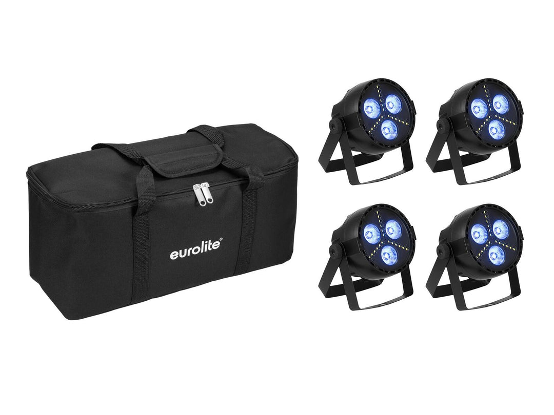 EUROLITE-sett 4x LED PARty Hybrid Spot + myk veske