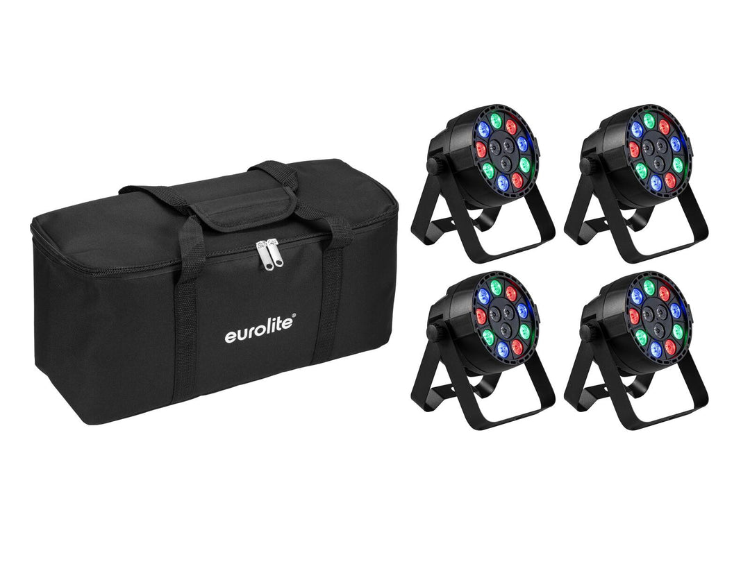 EUROLITE Sett 4x AKKU Mini PARty RGBW Spot MK2 + Soft Bag