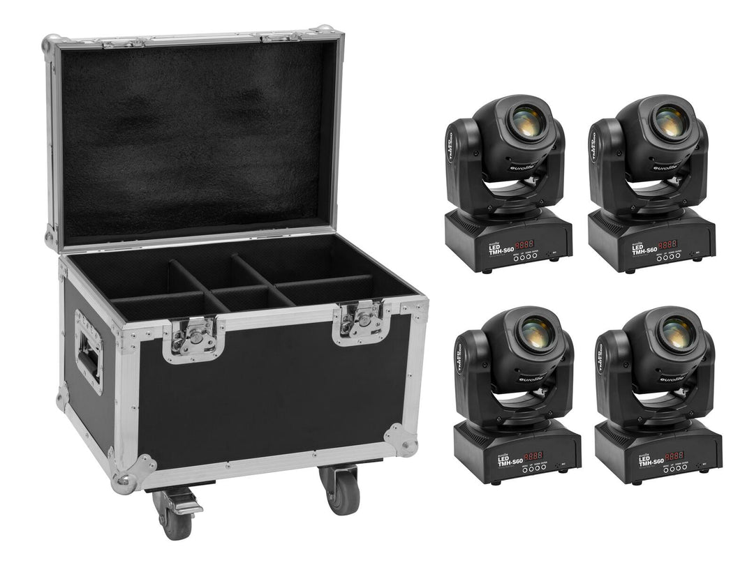 EUROLITE Set 4x LED TMH-S60 Moving Head-Spot + Case