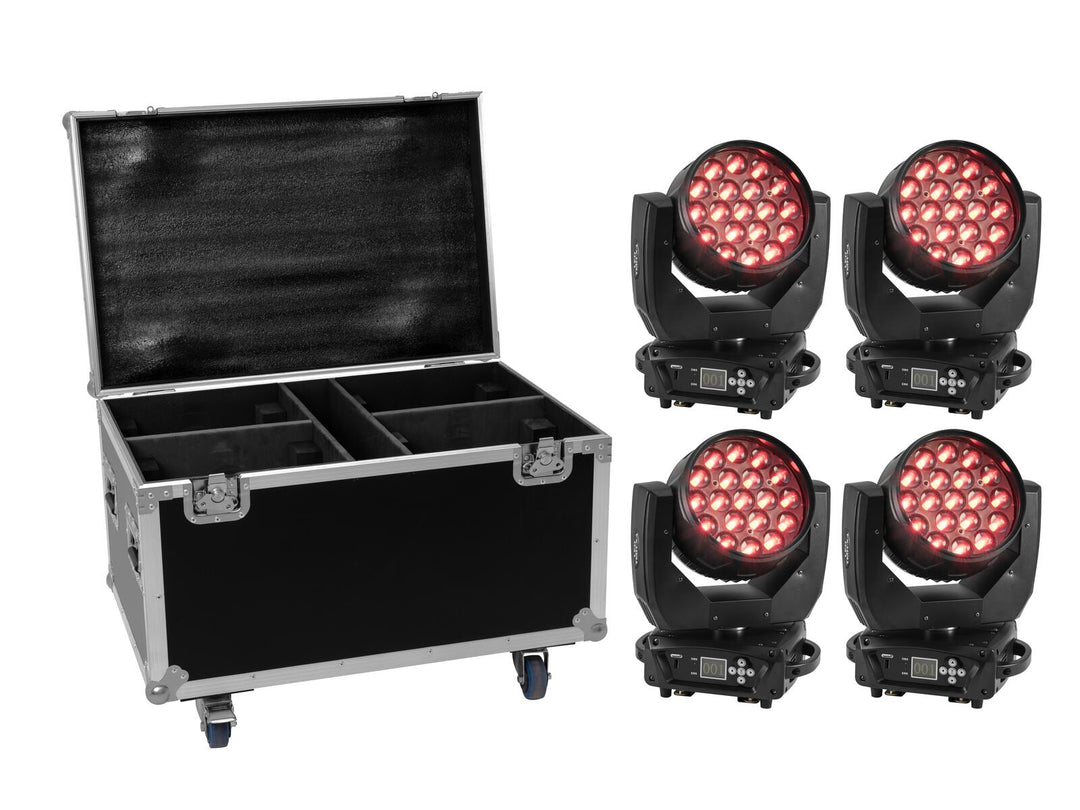 EUROLITE sett med 4x LED TMH-X4 + koffert med hjul