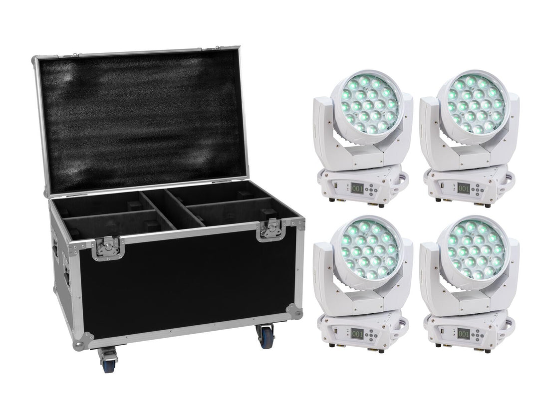 EUROLITE Sett med 4x LED TMH-X4 hvit + kasse med hjul