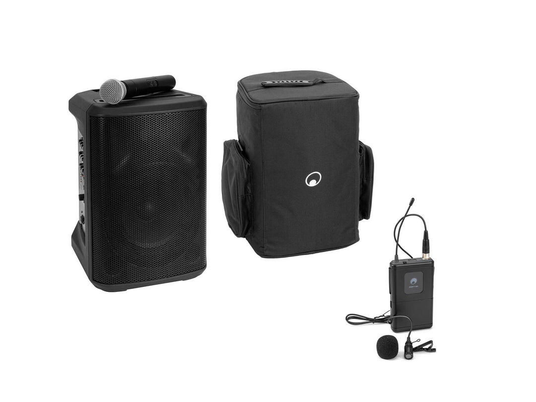 OMNITRONIC Set PORTY-8A trådløst PA-system + Bodypack Transmitter inkl. Lavalier Microphone + Soft Bag