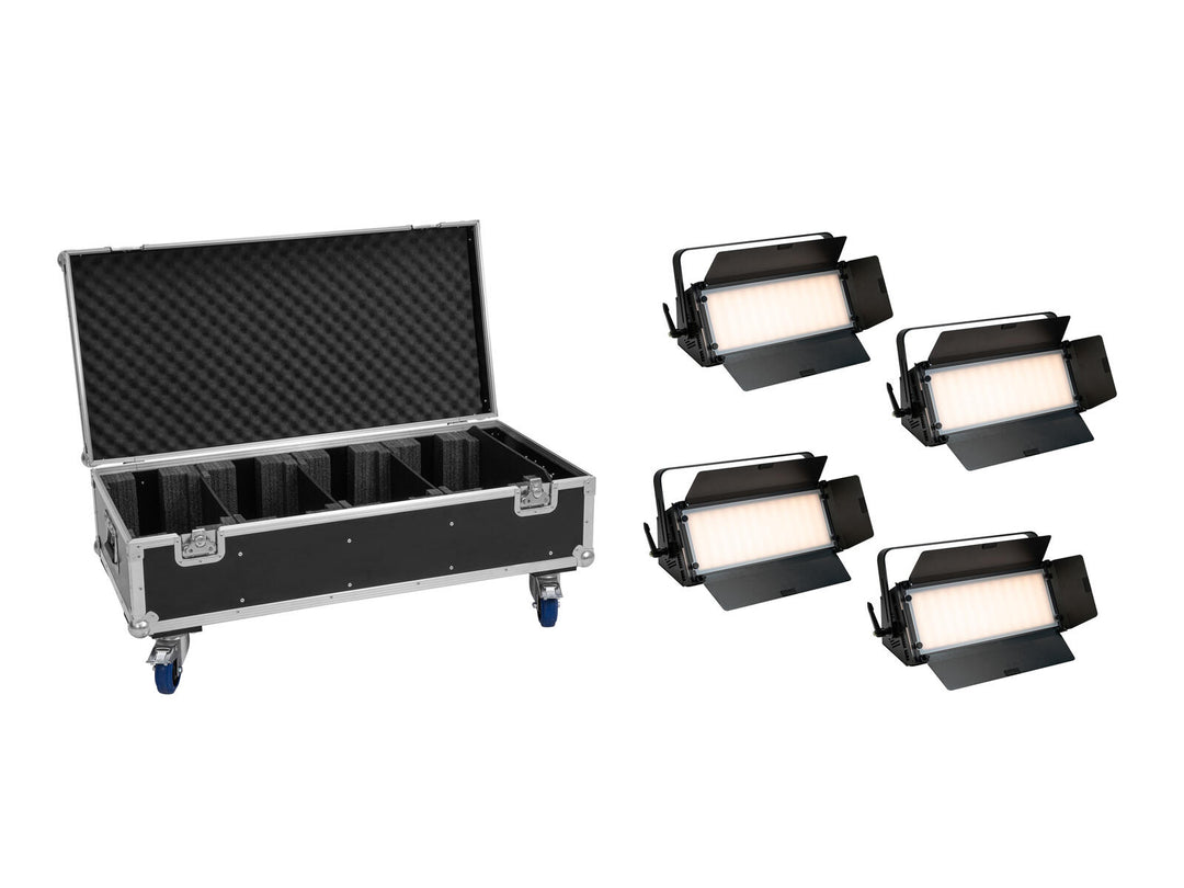 EUROLITE Sett med 4x LED PLL-576 CW/WW-panel + koffert med hjul