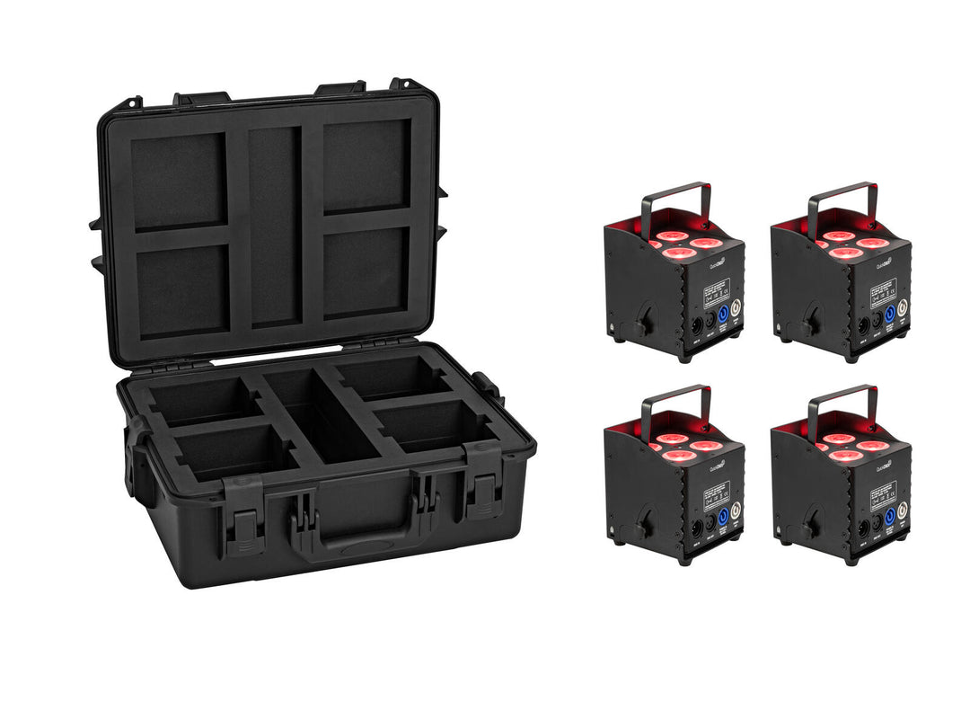 EUROLITE Set 4x AKKU UP-4 QCL Spot QuickDMX MK2 + Plastic case