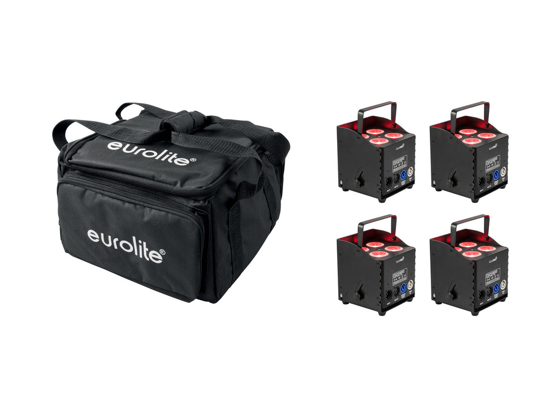 EUROLITE Sett 4x AKKU UP-4 QCL Spot QuickDMX MK2 + Soft Bag