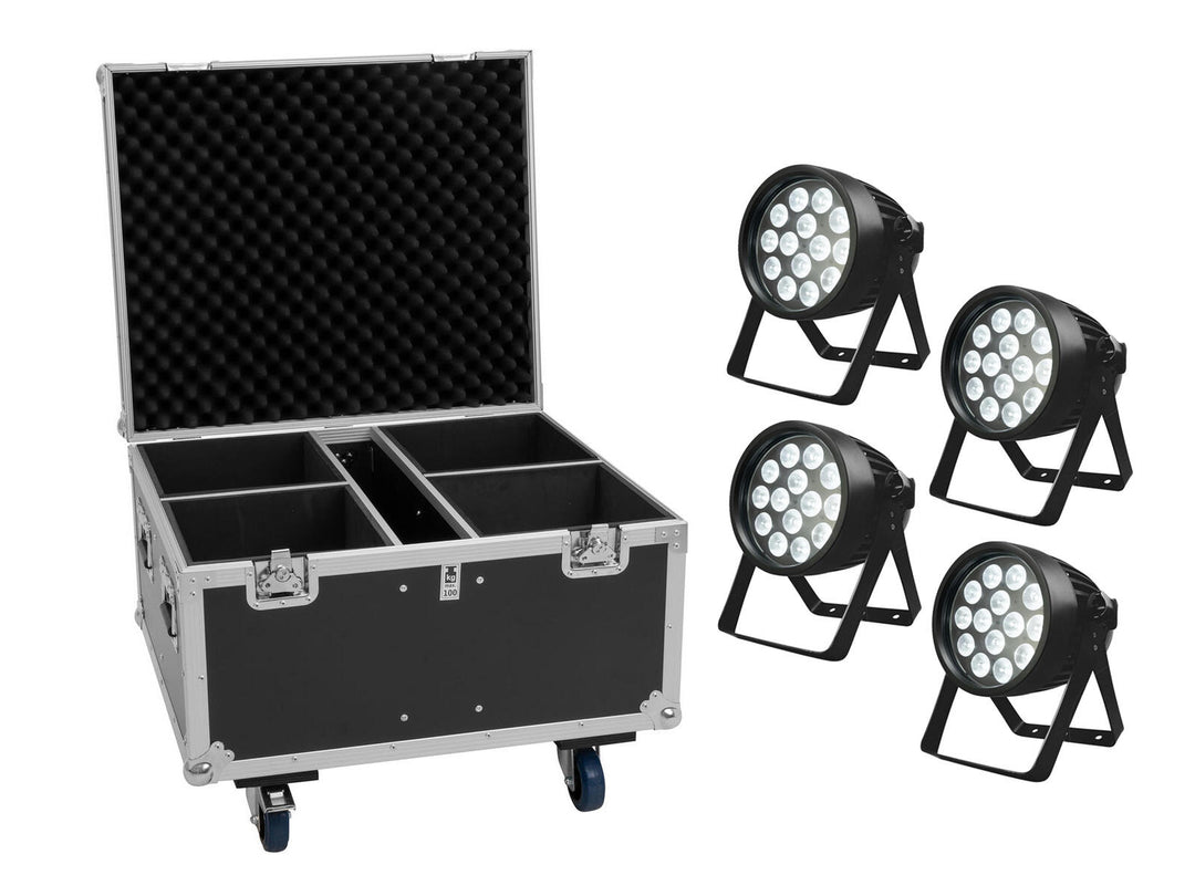 EUROLITE Sett med 4x LED IP PAR 14x10W HCL + transportkasse