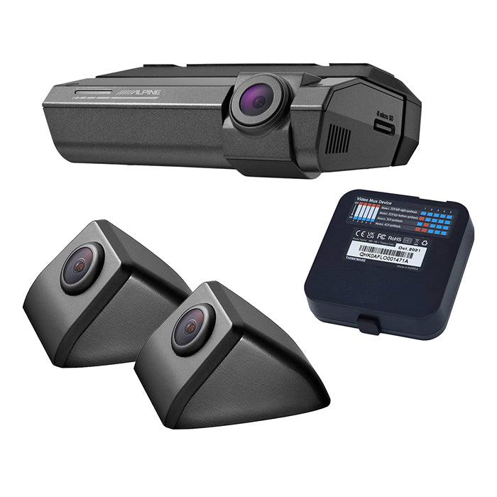 Alpine DVR-F790 dashcam-sett med 2 sidekameraer