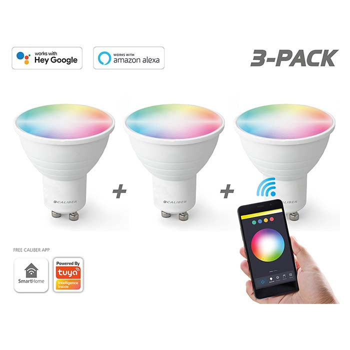 Caliber GU10 Smart Home 3-pakning LED-pærer hvit/flerfarget