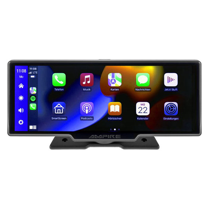 Ampire 10" skjerm med CarPlay Android Auto AHD-dashcam