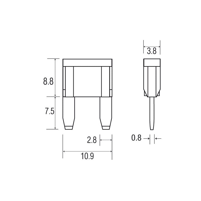 Ampire tapp for Mini ATO-sikring 10A (ACS) - 1 stk.