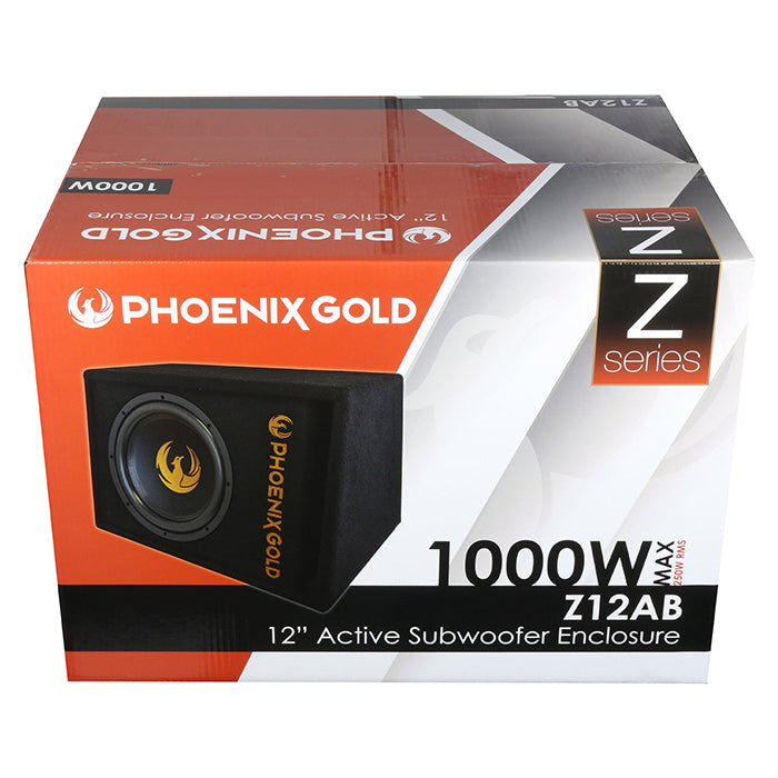 Phoenix Gold 12" aktiv subwoofer med kabler og fjernkontroll