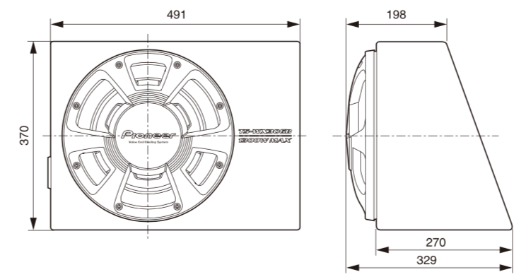 Pioneer TS-WX300A aktiv subwoofer med innebygd D-klasse forsterker