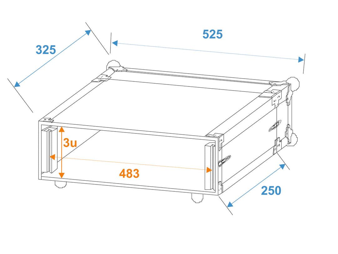 ROADINGER Effect Rack CO DD, 3U, 24cm dyp, svart