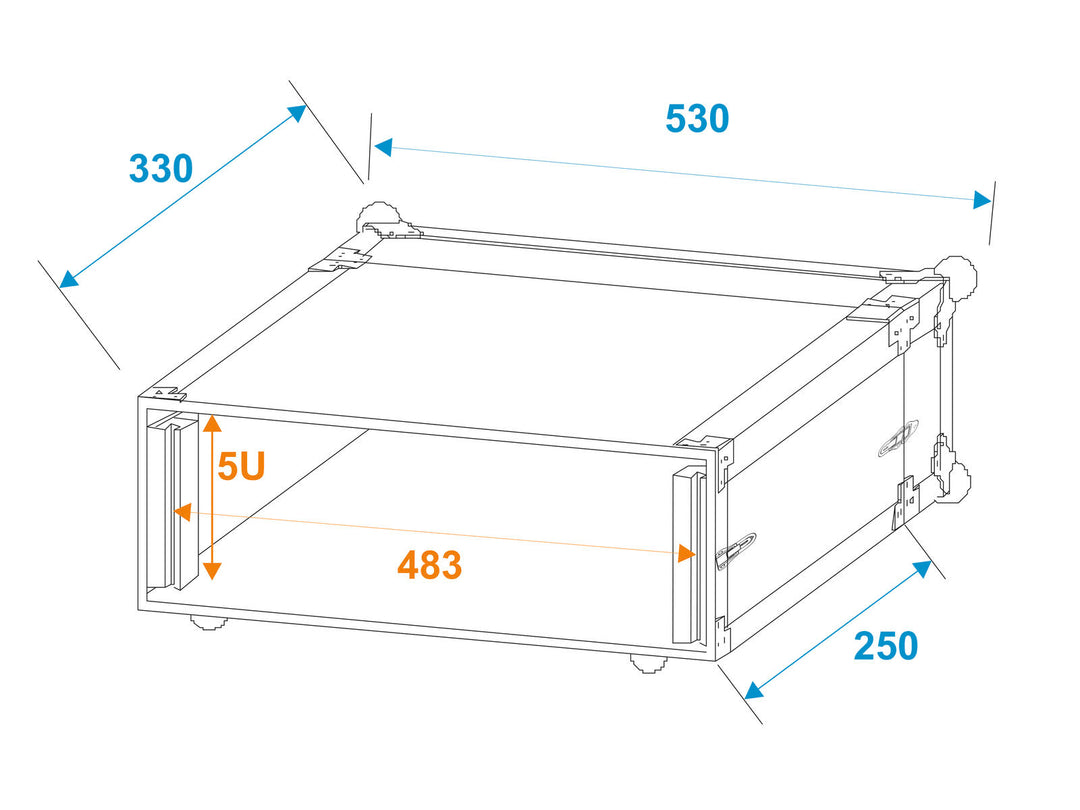 ROADINGER Effect Rack CO DD, 5U, 24cm dypt, svart