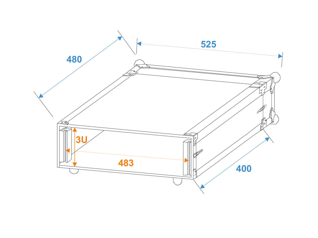ROADINGER Effect Rack CO DD, 3U, 40cm dyp, svart