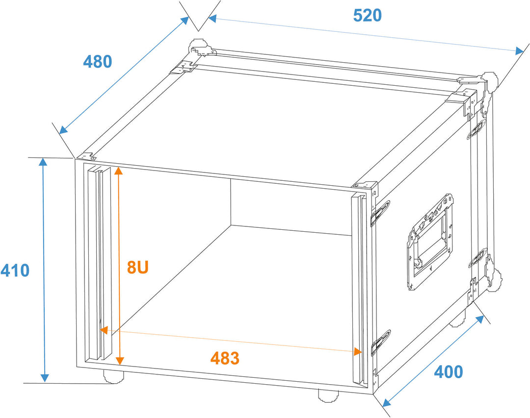 ROADINGER Effect Rack CO DD, 8U, 38cm dyp, svart