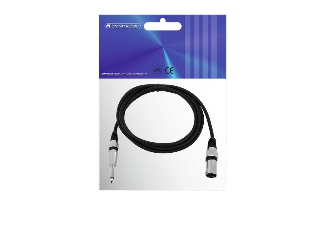 OMNITRONIC Adapterkabel XLR(M)/Jack mono 2 m bk