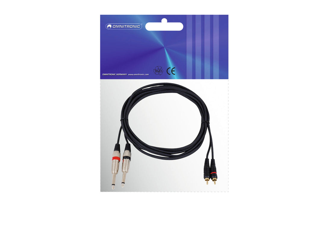 OMNITRONIC adapterkabel 2xJack/2xRCA 3m bk