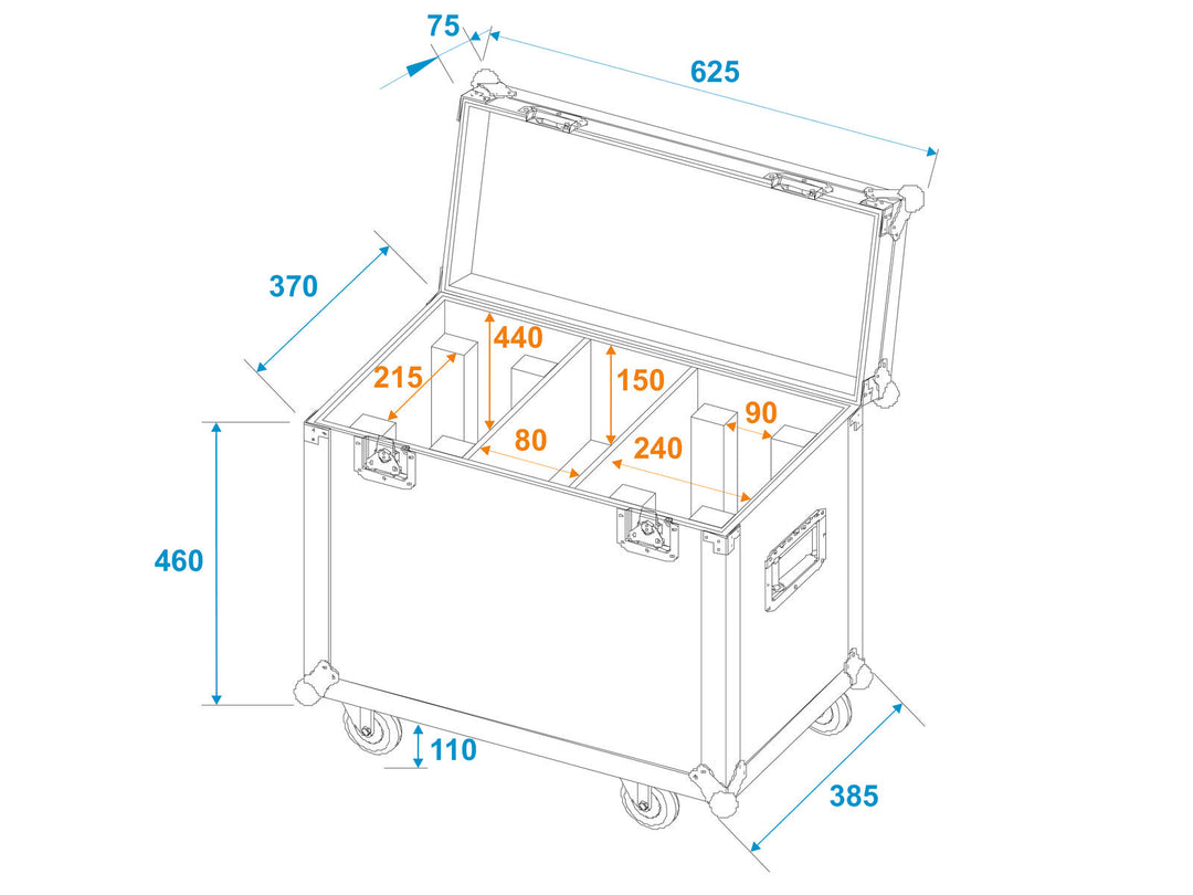 ROADINGER flightcase 2x TMH-X12 med hjul