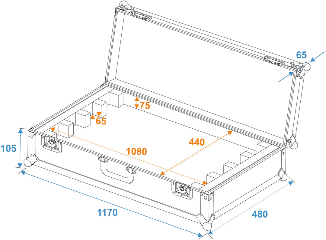 ROADINGER Flightcase EC-B252 4x LED BARER-252 RGB