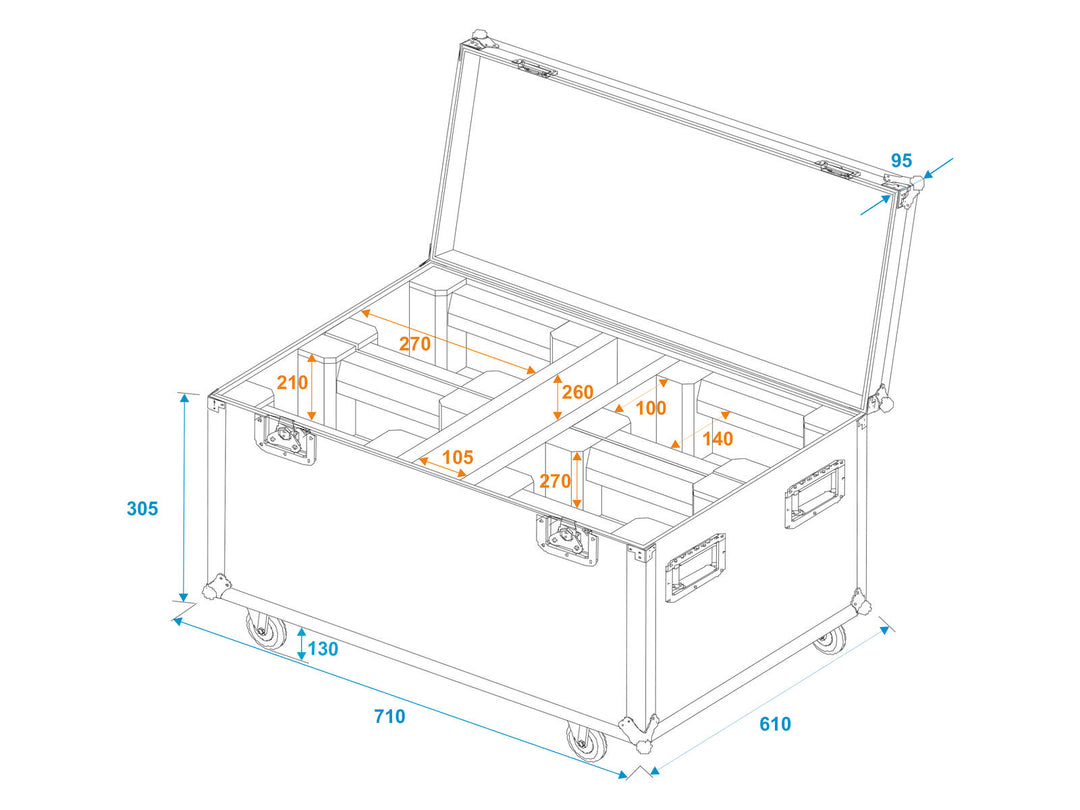 ROADINGER Flightcase 4x LED TMH-X1 Moving Head Beam med hjul