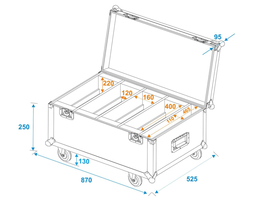 ROADINGER flightcase 4x LED CLS-18 QCL RGB/WW med hjul