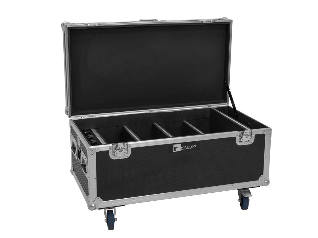 EUROLITE Set 4x AKKU Multiflood IP 8x10W RGBW Wash CRMX + Case med ladefunksjon