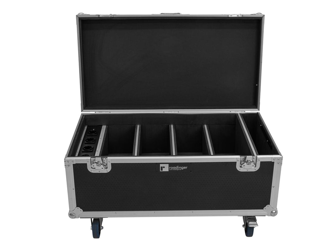 ROADINGER Flightcase 4x AKKU Multiflood IP 8x10W RGBW Wash CRMX med ladefunksjon
