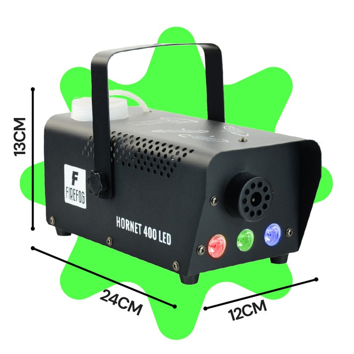 Firefog Hornet 400LED røykmaskin 400 W med LED og 2 fjernkontroller, svart