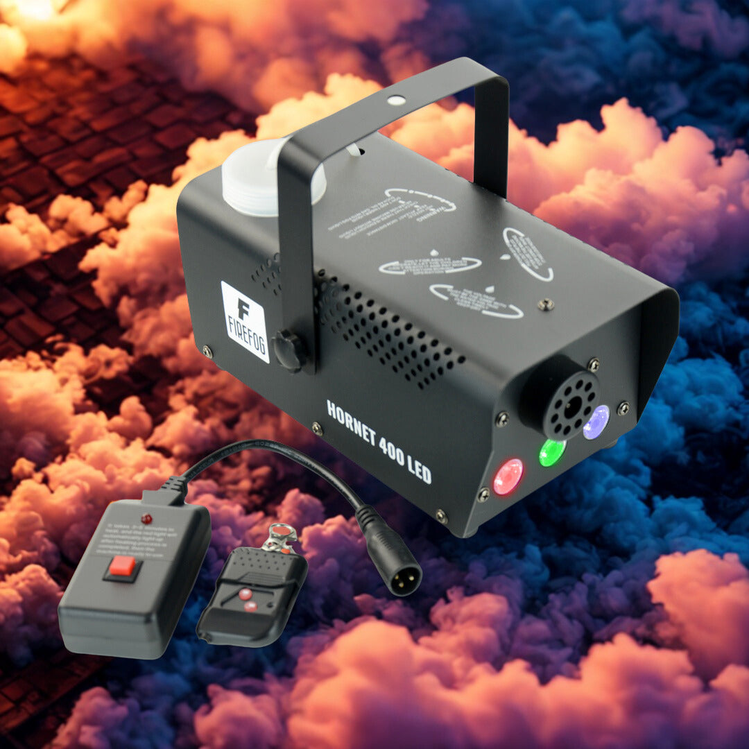 Firefog Hornet 400LED røykmaskin 400 W med LED og 2 fjernkontroller, svart