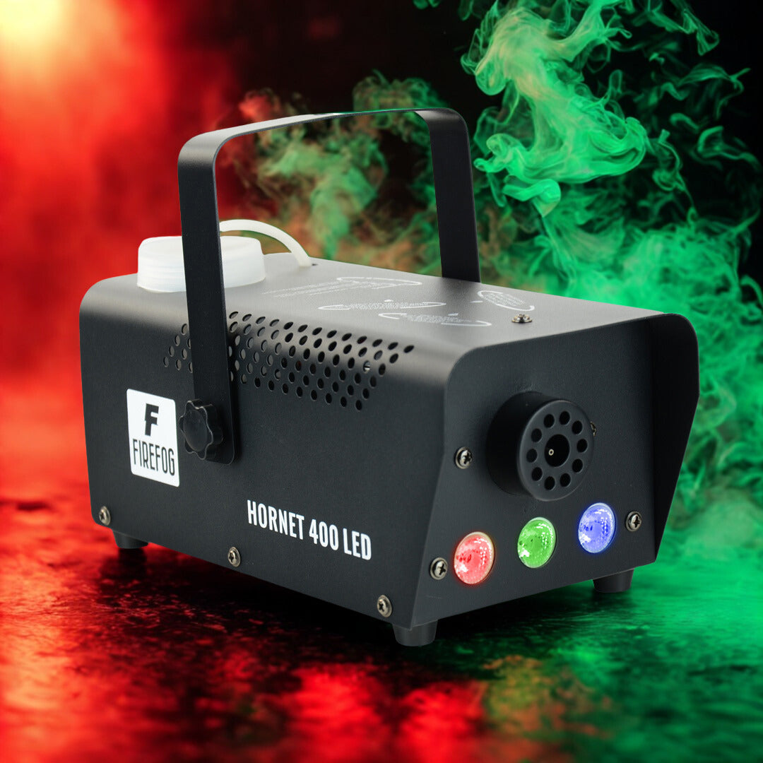 Firefog Hornet 400LED røykmaskin 400 W med LED og 2 fjernkontroller, svart