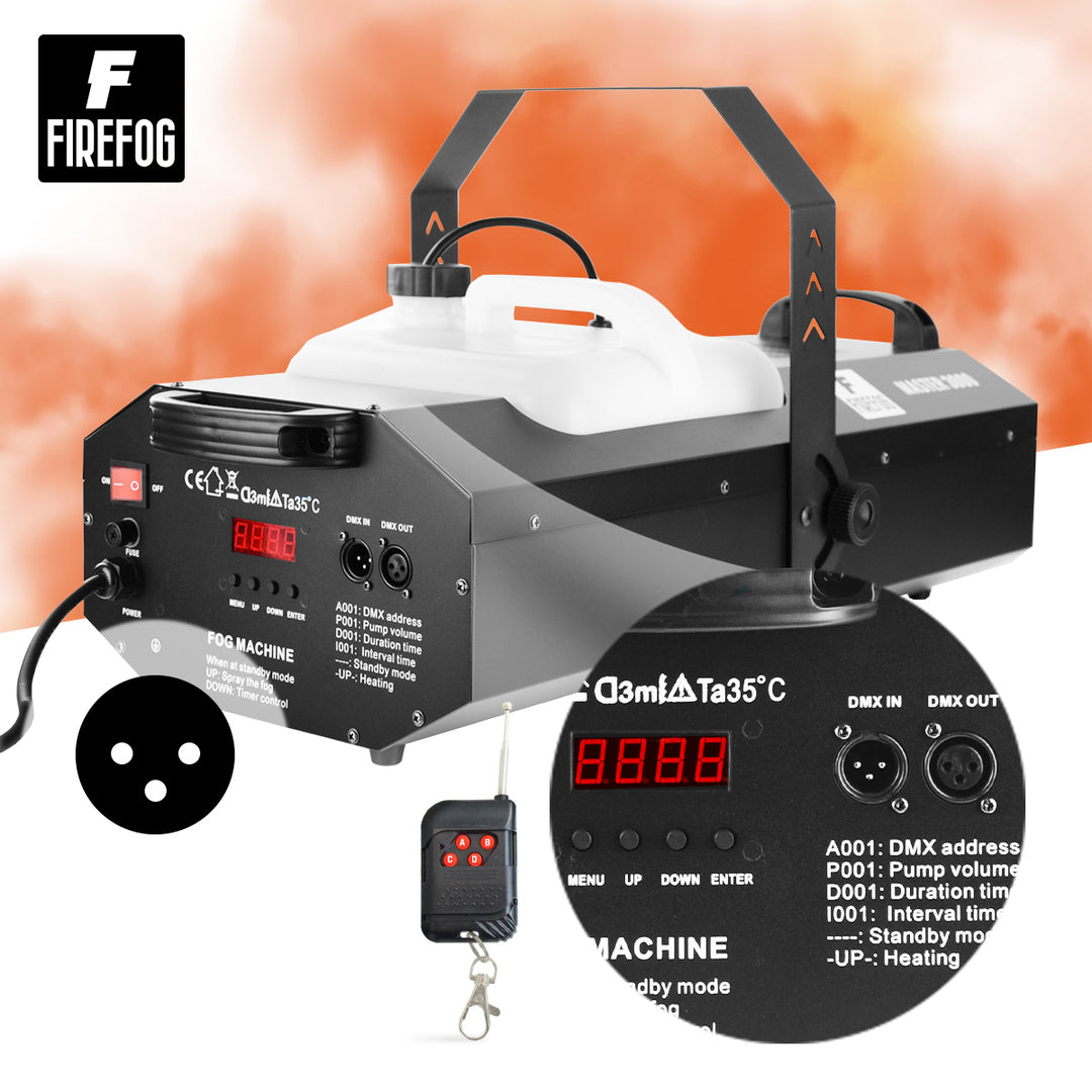 Firefog Master 3000 røykmaskin 3000 W med DMX og fjernkontroll