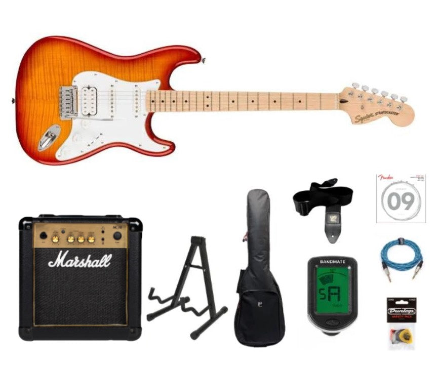 Fender Squier Affinity Stratocaster el-gitar startpakke (Sienna Sunburst)