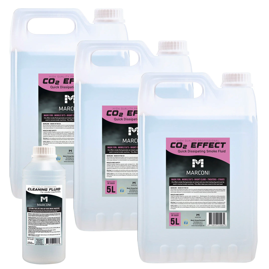 3 x 5L Røykvæske (CO2 Effekt) + 250ml Rensevæske