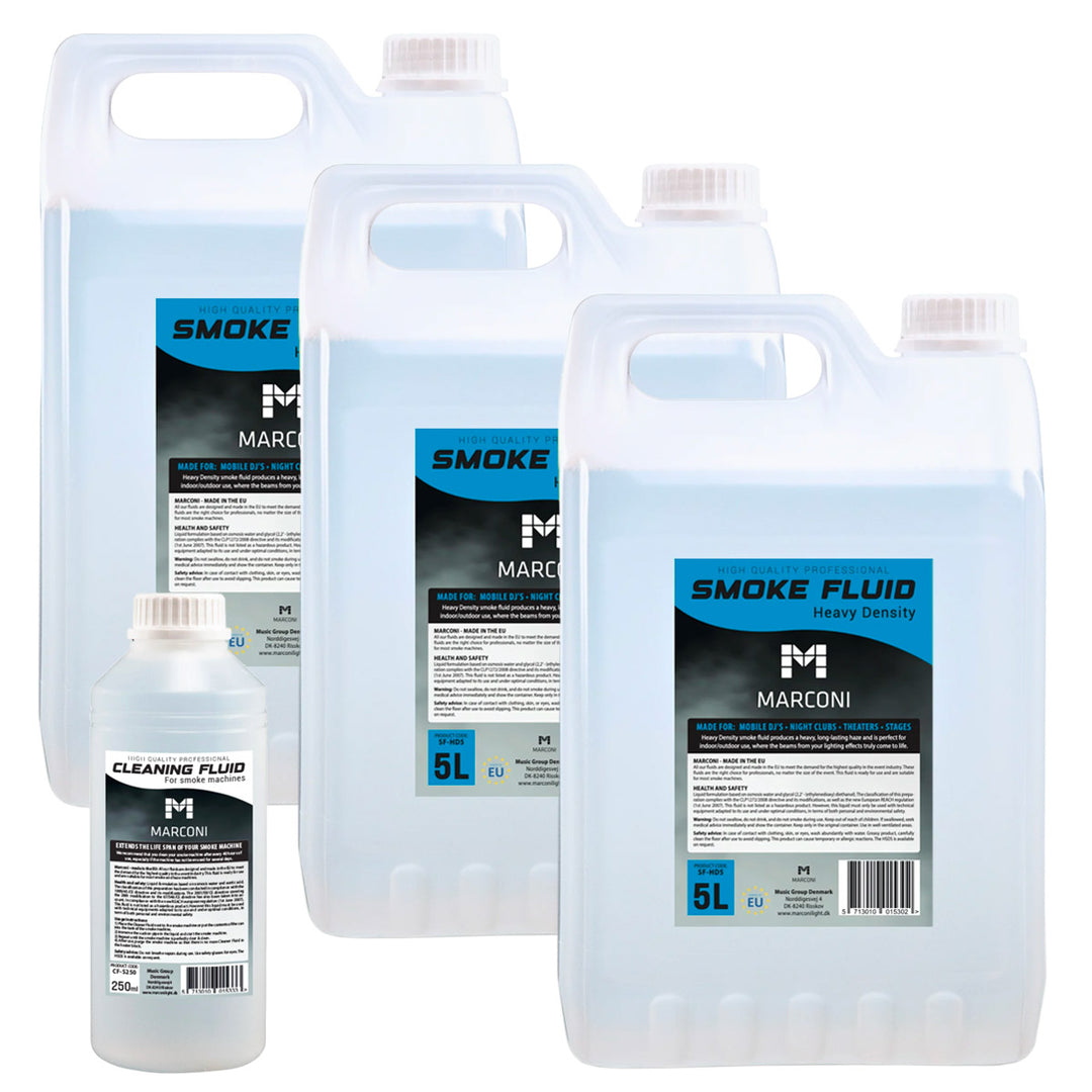 3 x 5L Røykvæske (Heavy Density) + 250ml Rensevæske