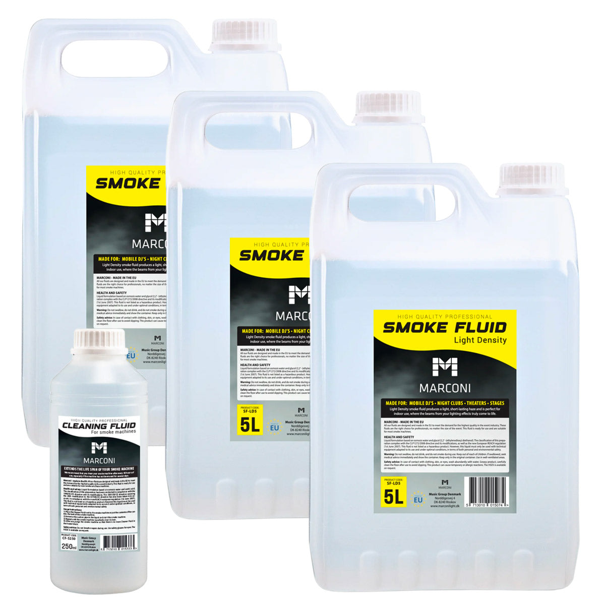 3 x 5L Røykvæske (Light Density) + 250ml Rensevæske