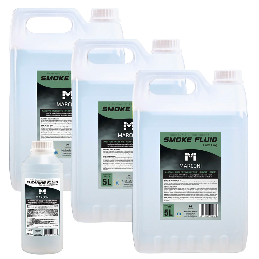 3 x 5L Røykvæske (Low Density) + 250ml Rensevæske