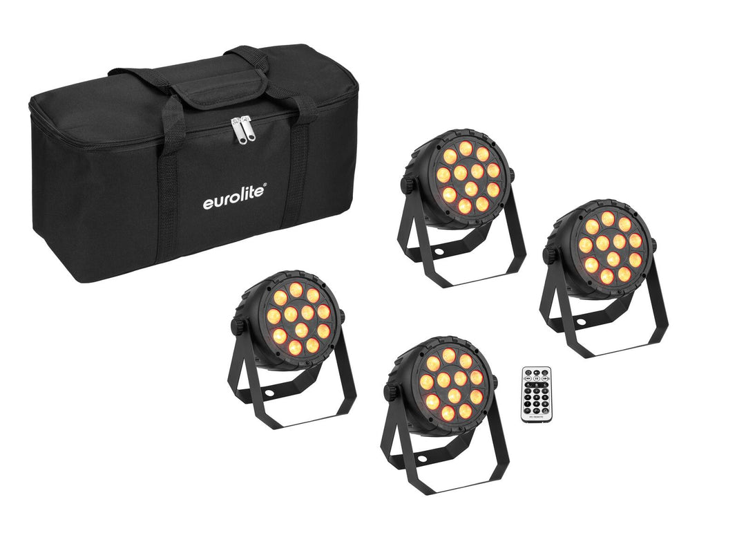 EUROLITE Set 4x LED PARty Spot Silent RGB/WW med myk veske
