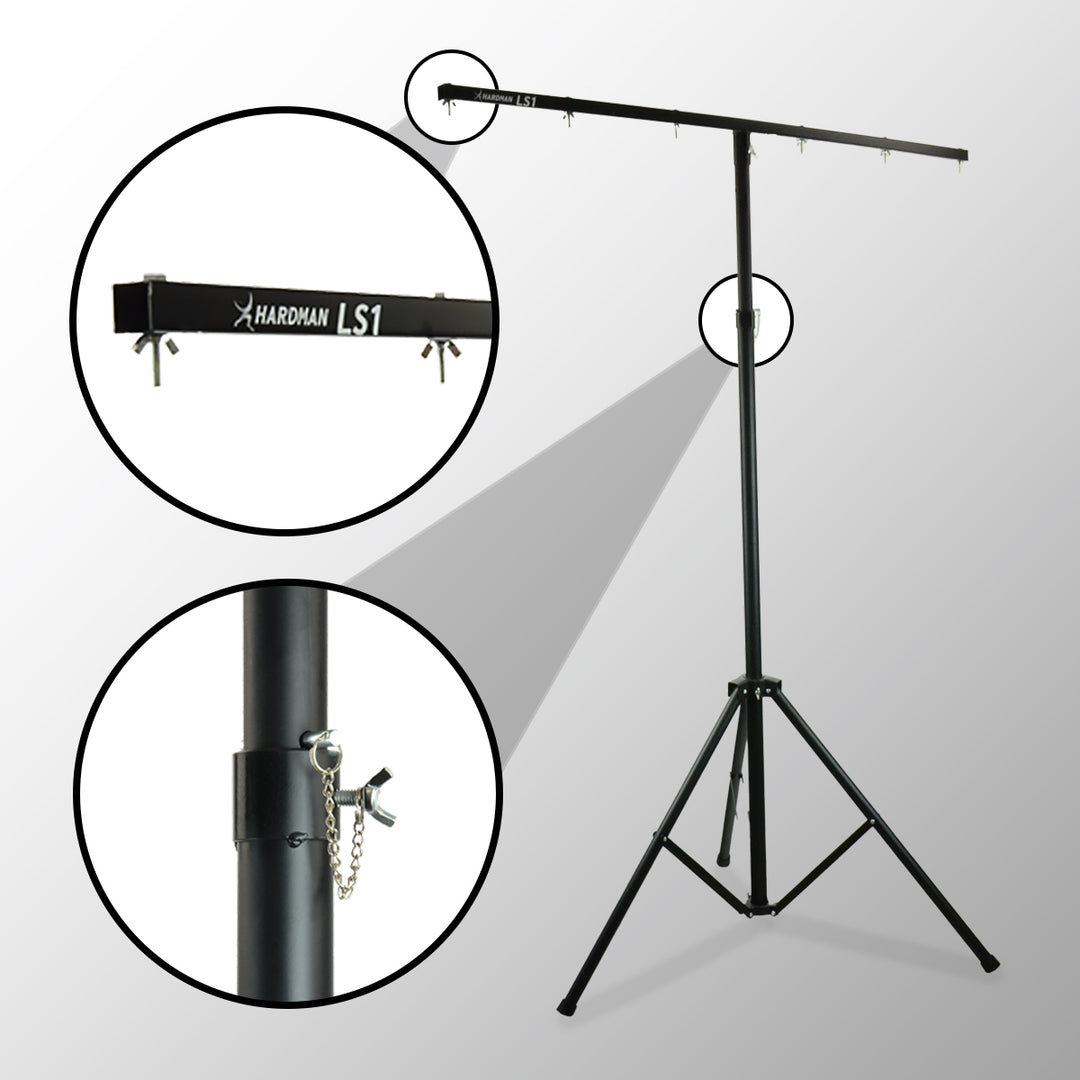 Hardman LS1 lysstativ med tverrstang, 1,6 til 2,8 m, 45 kg