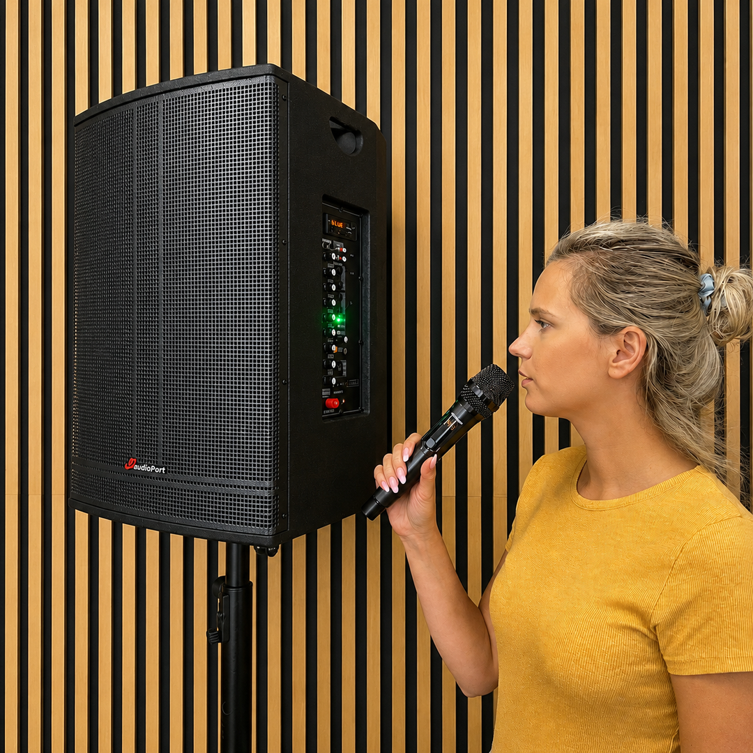 Audioport V15 transportabel aktiv høyttaler 500 W med 2 mikrofoner