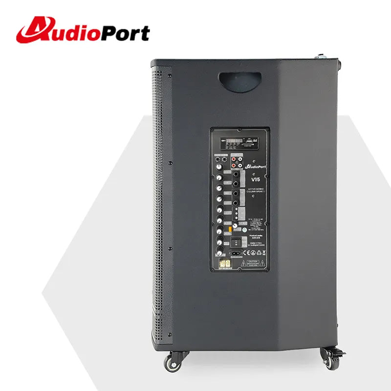 Audioport V15 transportabel aktiv høyttaler 500 W med 2 mikrofoner