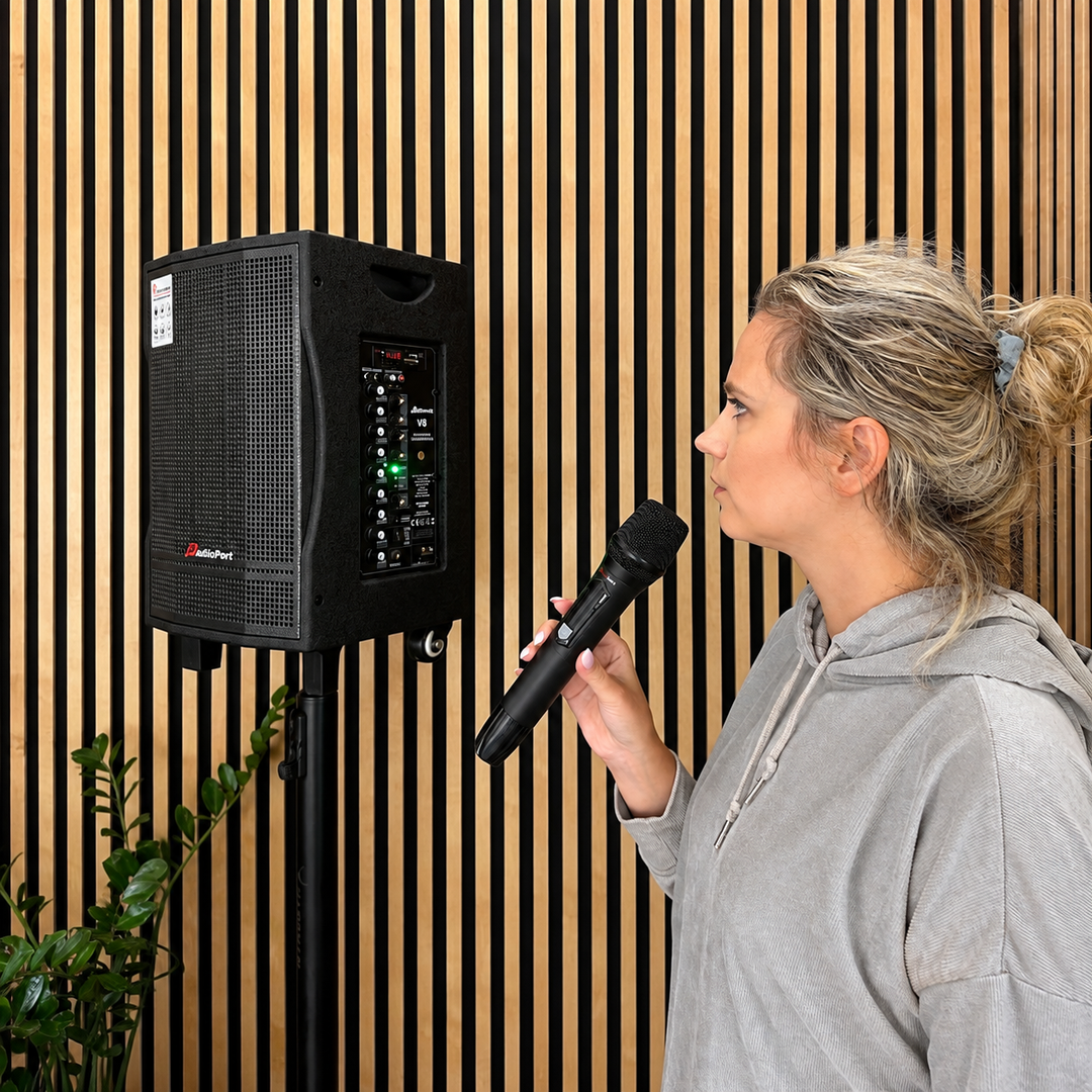 Audioport V8 transportabel aktiv høyttaler 250 W med 2 mikrofoner