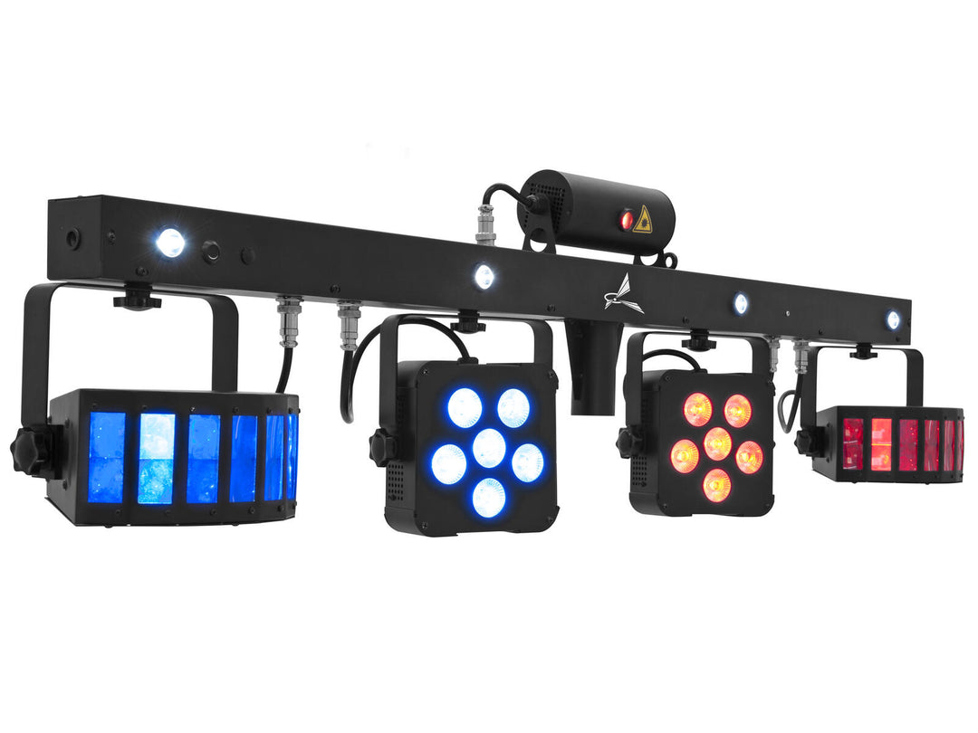EUROLITE Set 2x LED KLS Laser Bar PRO + Easy Show + 2x M-4 høyttalerstativsystem
