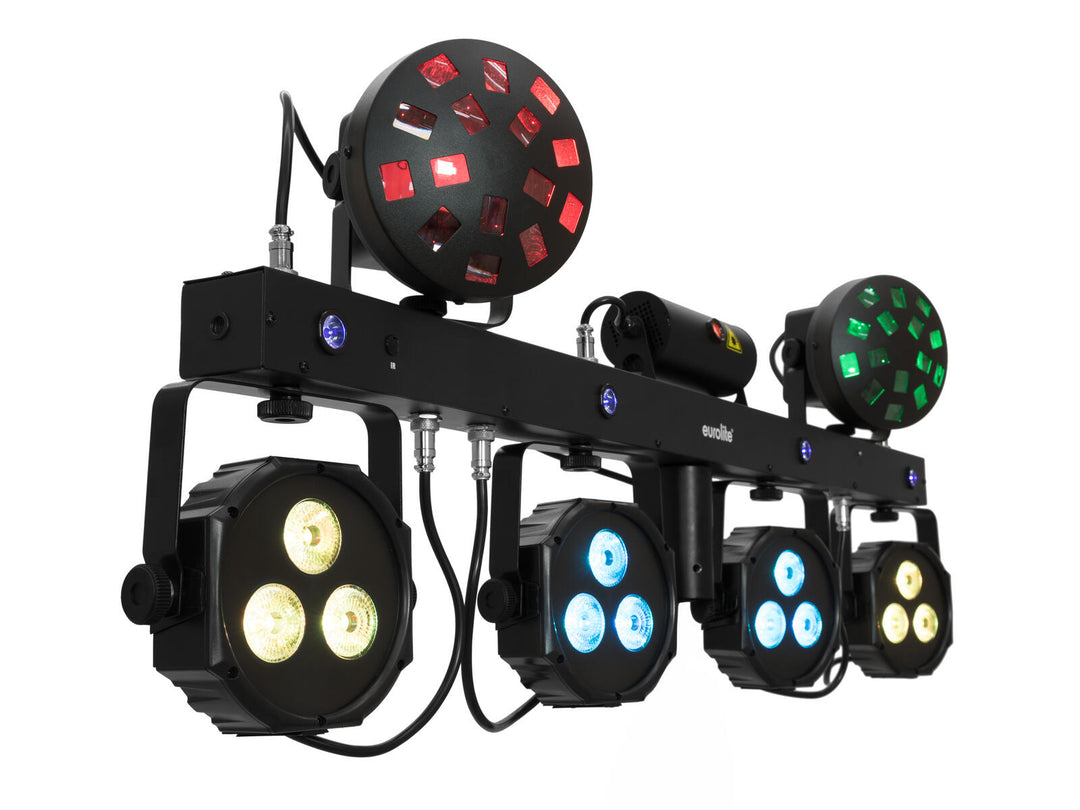 EUROLITE sett LED KLS Laser Bar Next FX Light Set + M-4 høyttalerstativsystem