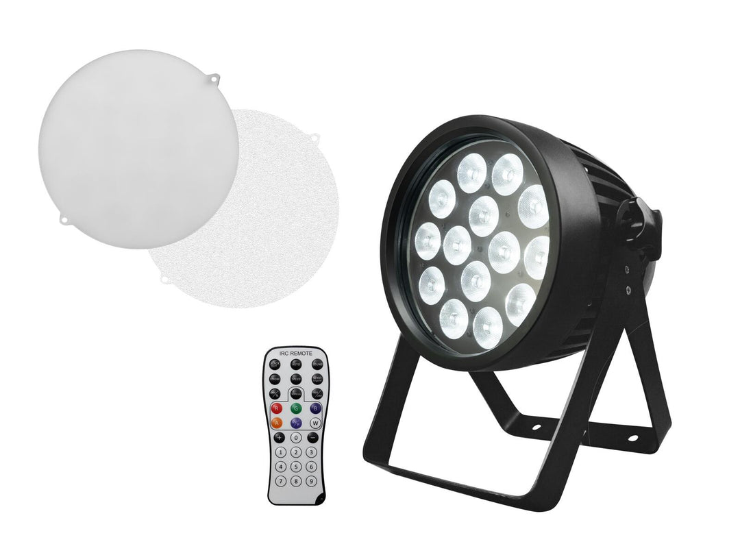 EUROLITE Sett 4x LED IP PAR 14x8W QCL + flightkasse