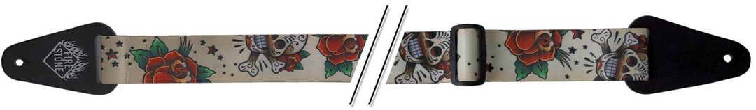GEWA Gitarer-remmer F&S Tattoo-Edition - Skulls and Roses White