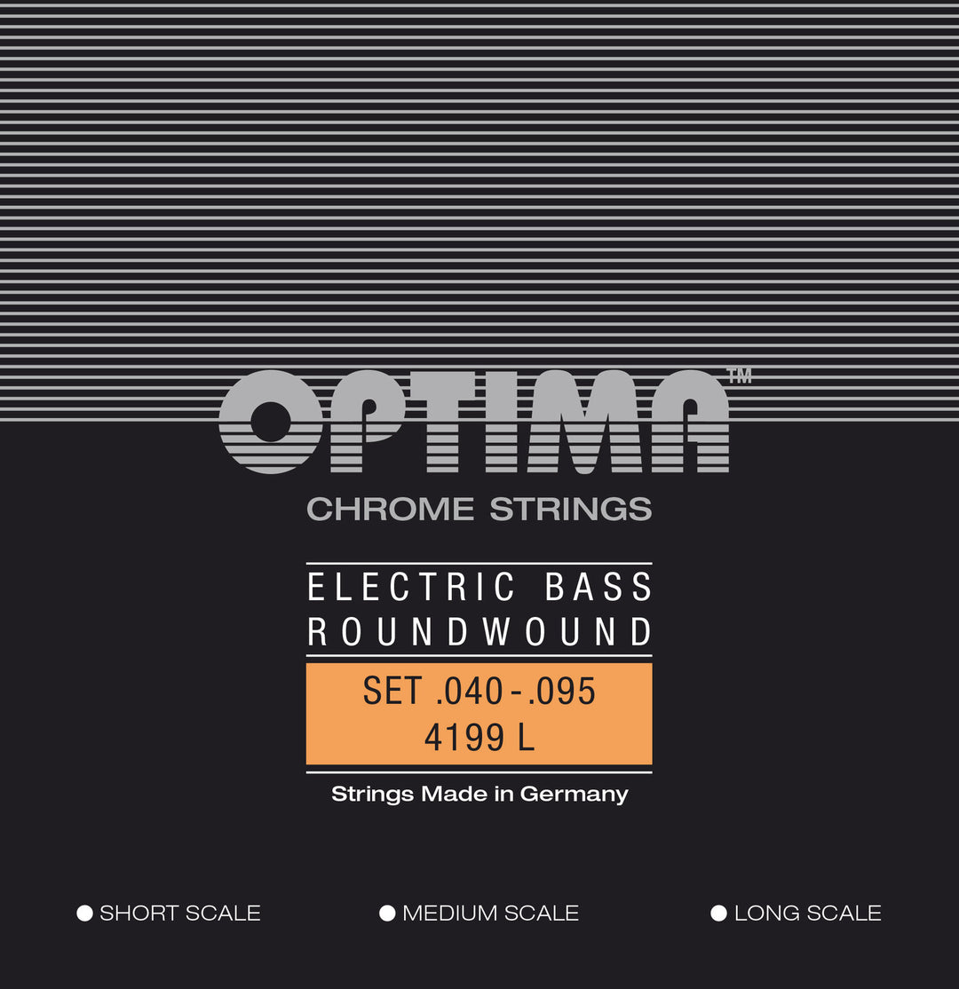 Optima E-bass-strenger Chrome Strings. Roundwound Short Scale - sett 4199S (4-str. short-scale)