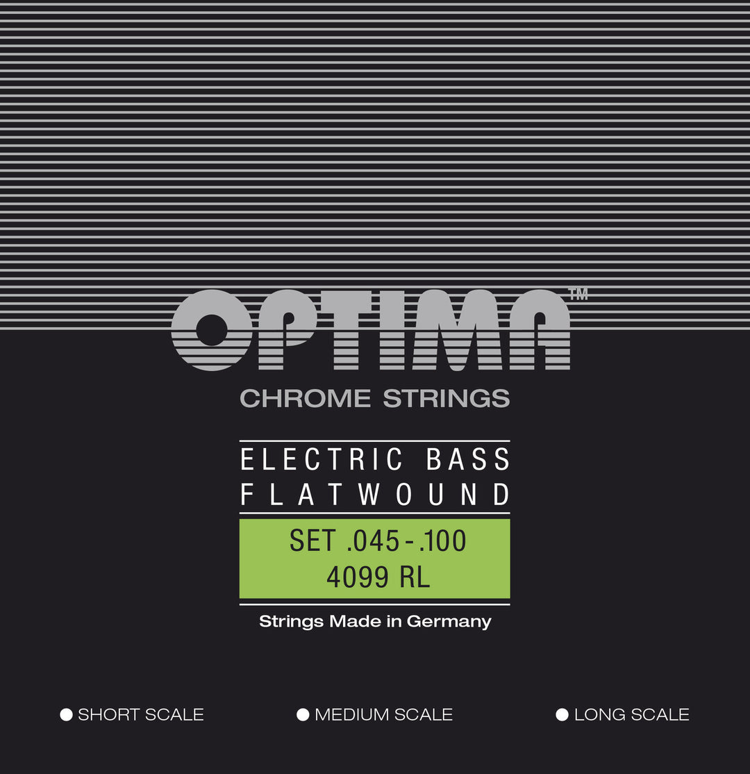 Optima E-bass-strenger Chrome Strings Flat Wound medium scale - Sett (4099M)