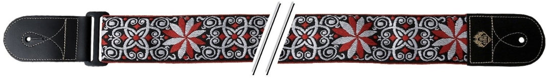 GEWA Gitarer-remmer F&S Folk Jacquard - rød-hvit